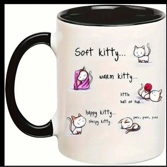 Soft Kitty Cat Mug - Black and White - Picture 1 of 4